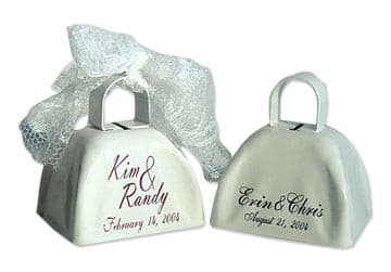Monogrammed personalized cowbell for wedding favors