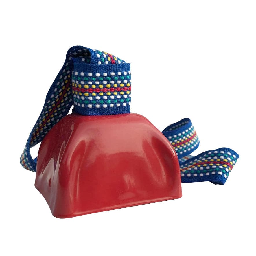 Photo of Blue Stripe ribbon on Red Bargain Bell