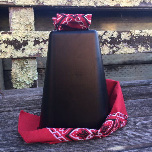 HOLIDAY SPECIAL :: Black XXL 7-3/4" Bessie Bell Cowbell with Bandanna