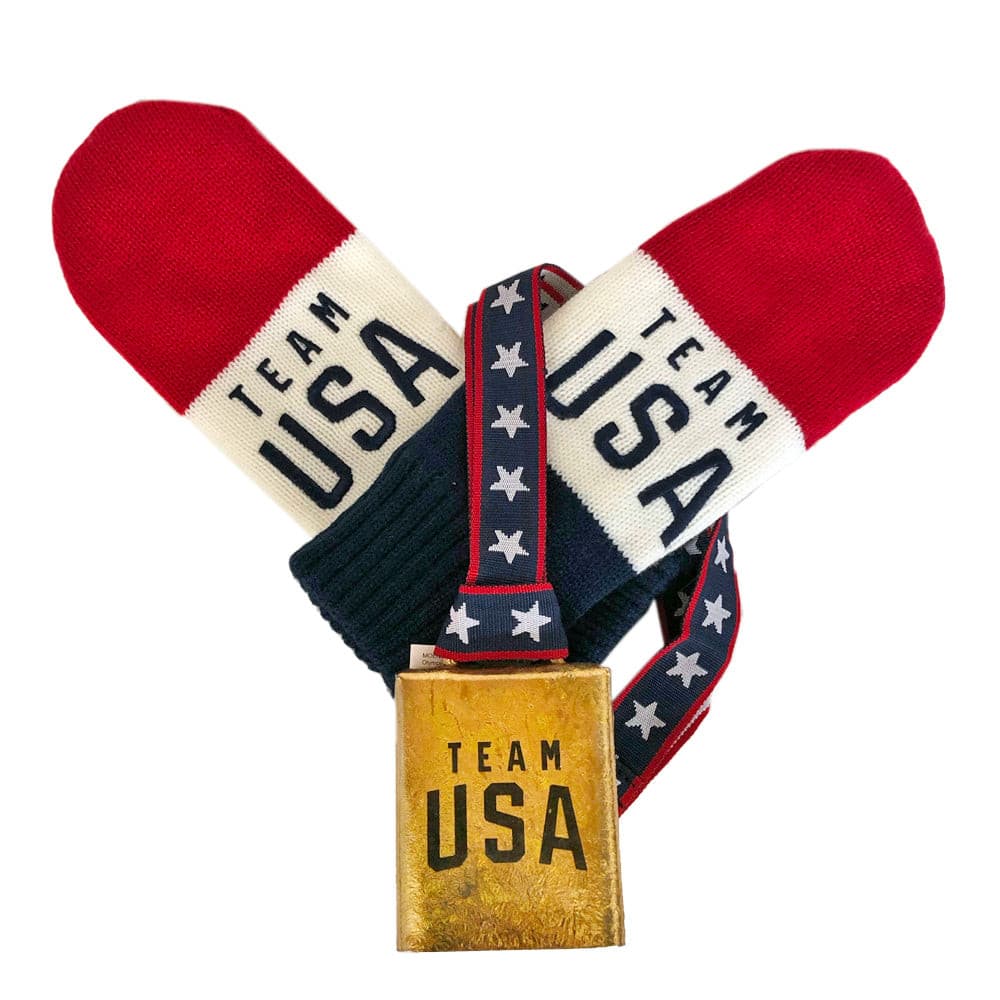 GO TEAM USA at the Olympic Winter Games!  Mittens and Cowbell Bundle